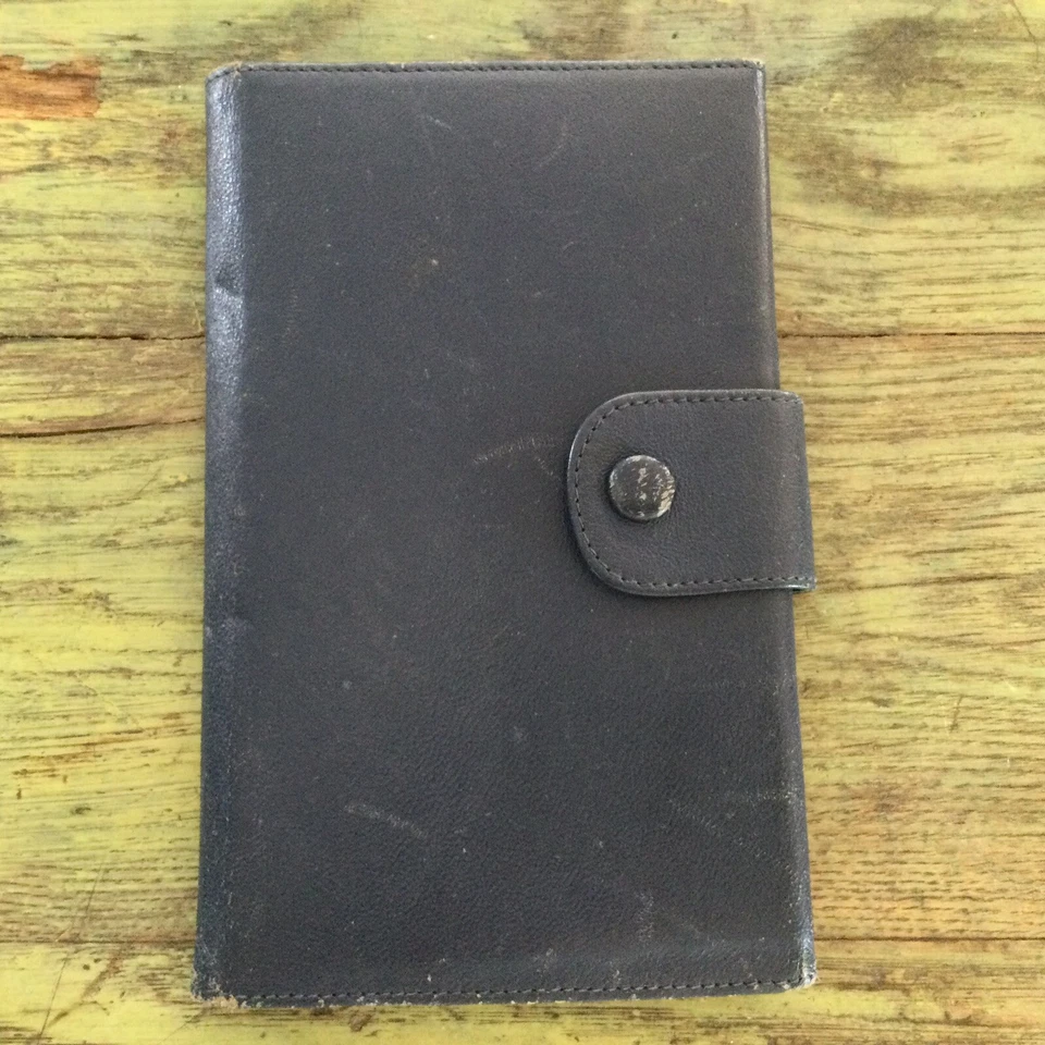 Estuche de álbum de fotos plegable de cuero azul marino/rojo vintage Foto 3 de 4