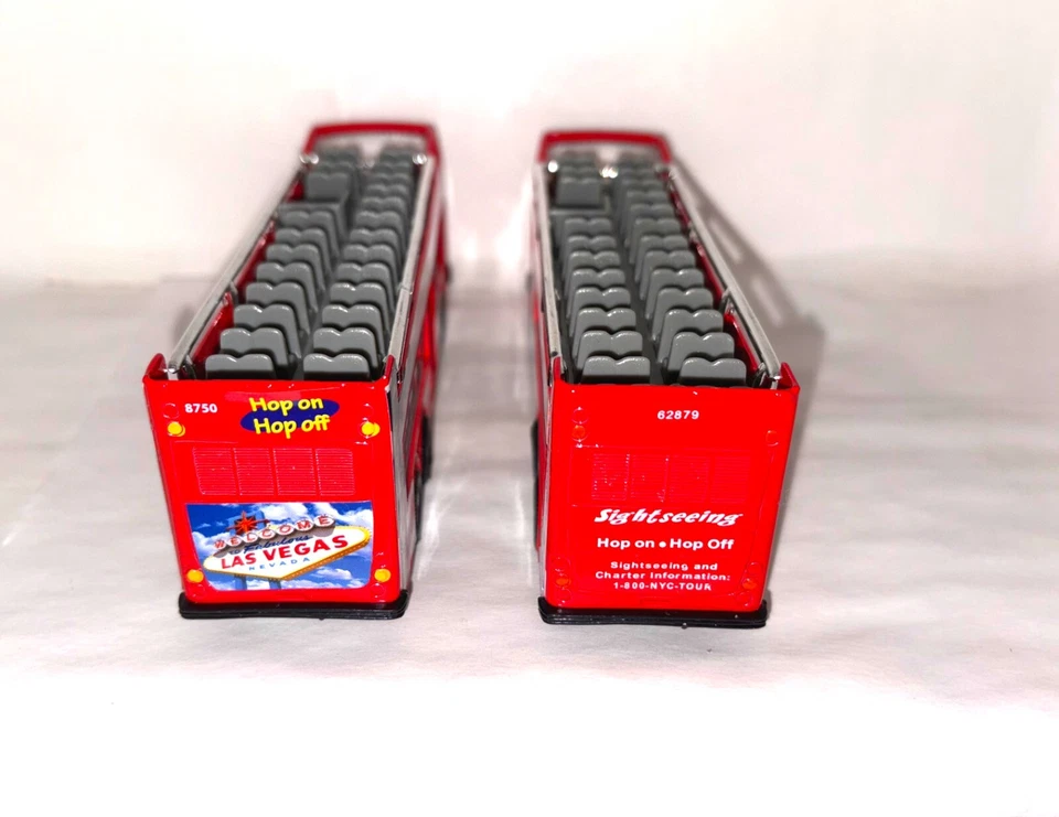 2 PK - Autobús turístico de dos pisos Las Vegas y Nueva York con acción de motor retroceso 1/43 Foto 4 de 4