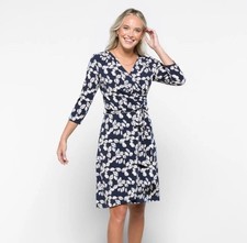 41 Hawthorne Kaylee Wrap Knit Women's Dress Navy & White Floral Sz Large