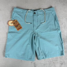 Faherty All-Day Shorts Mens 33 Turquoise Sky 9" Belt Loop Drawstring 98 New NWT