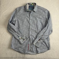 Robert Graham Blue White Striped Long Sleeve Collared Button Up Shirt Men's XL