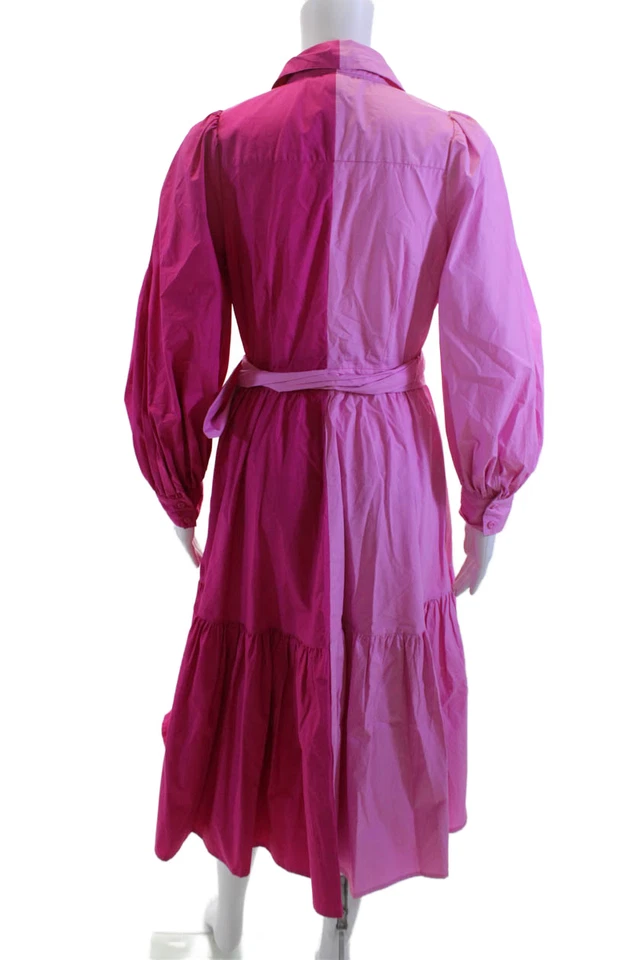 Vestido Camisa Feminino Christopher John Rogers x Target Algodão Rosa Manga Longa Tamanho - Imagem 3 de 4