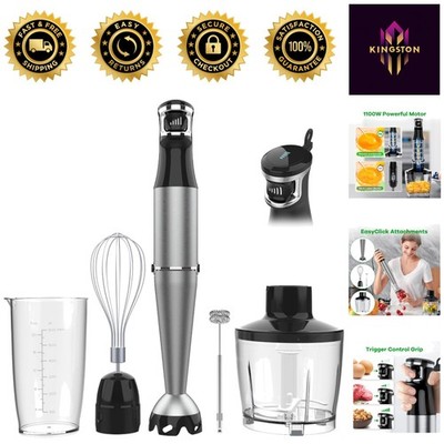 Compact 1100W Handheld Blender with Easy Clean Blade Guard - Kitchen Essential