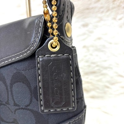 Coach 11441 Soho Buckle Flap Bag Black Signature Canvas Leather