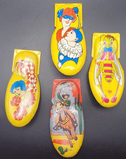 Vintage Tin Litho Party Clickers Cricket Cowboy Lady  Clown