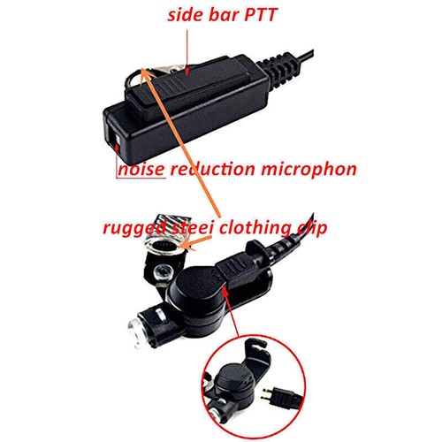 2-Wire Headset Earpiece Mic for Motorola XPR3300 XIR P6620 XIR E8600 MotoTRBO - Afbeelding 6 van 8
