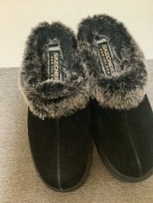 Vintage y2k Skechers Shindig Fortress BlackSuede Faux Fur Platform Jammers Mules