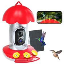 Hummingbird Feeder with Camera, Solar Powered 2K Bird Watching System