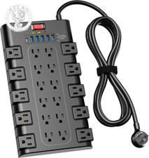 Power Strip, SUPERDANNY Surge Protector with 22 AC Outlets and 6 USB Charging Po