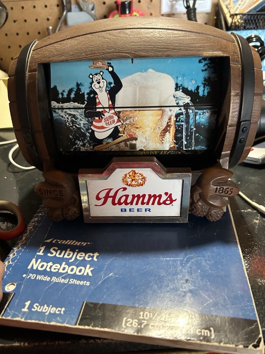 Working VTG Hamm's Beer Barrel Rotating Flip Motion Sign 8 Scenes