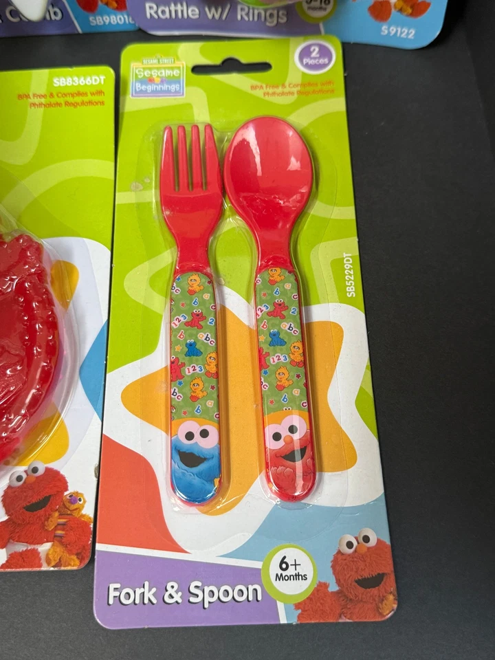 Детский набор Sesame Street Beginnings чашка Sippy зубочистка вилка ложка щетка погремушка - Изображение 2 из 4