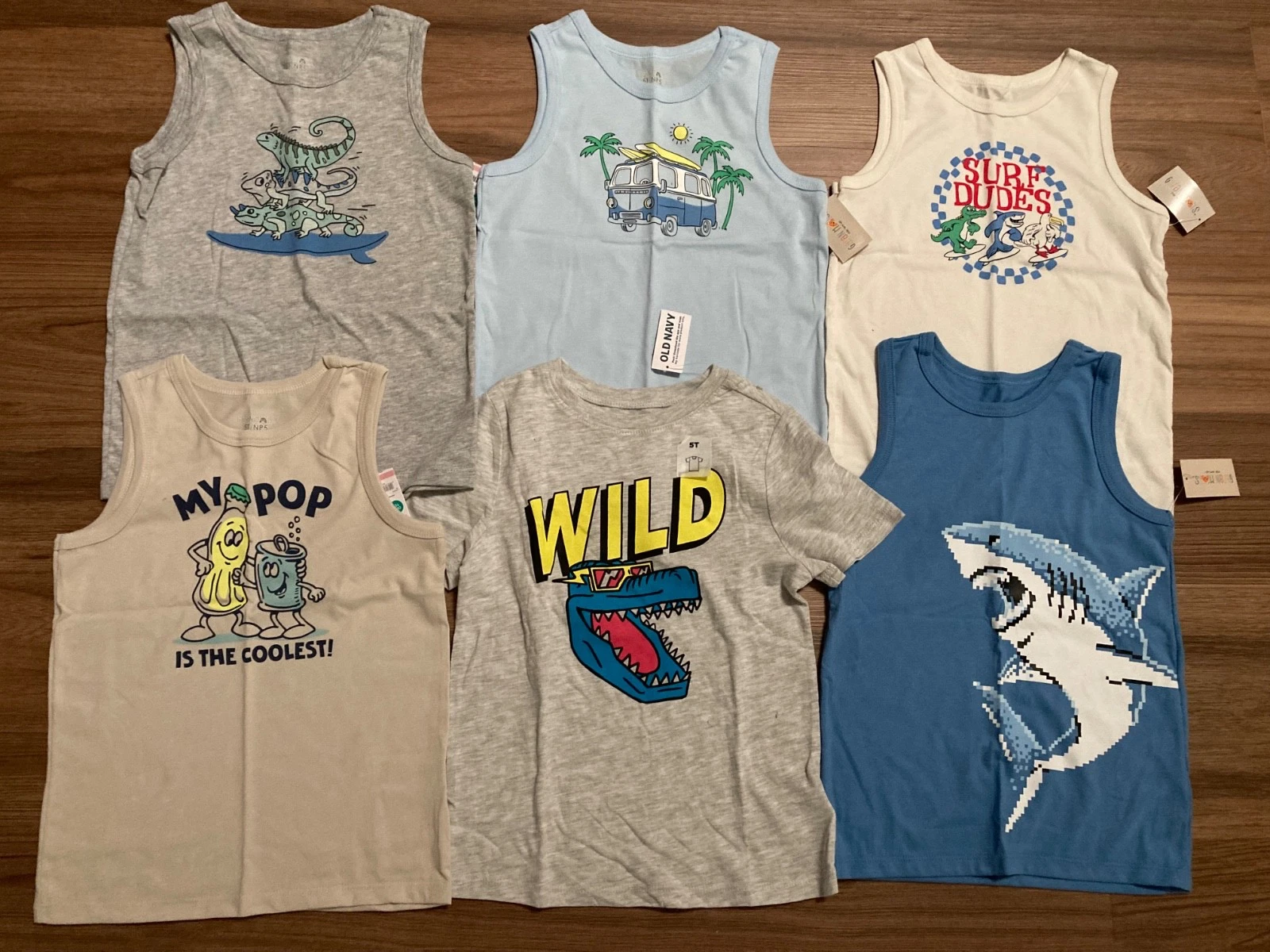 6-Pc Toddler Boy Lot Of Clothes Summer Tops Size 5T NWT! Colorful Casual,