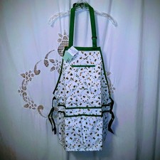 NWT Canvas Apron 5 Pocket organizer Adjustable Straps Garden Kitchen Stylist bee