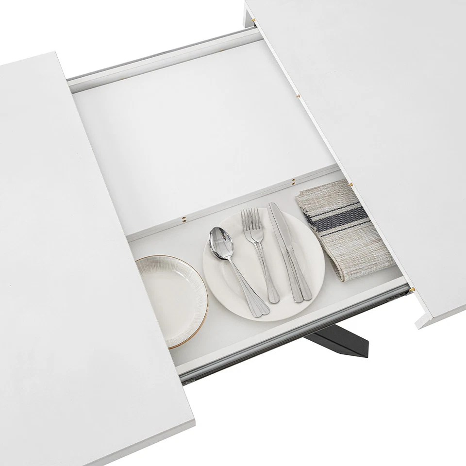 Tavolo da Pranzo Cucina Allungabile Estensibile 90 x 140 fino a 220 cm Bianco - Immagine 4 di 4