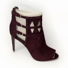 Nine West Women s US 9 Burgundy Faux Fur Open...