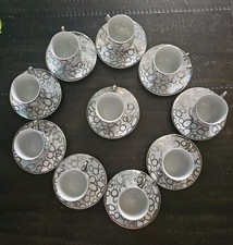 Vintage Set Of 10 Demitasse Cups And Saucers