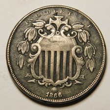 1866 Shield Nickel with Rays F-VF "Actual Coin Pictured- Not Cleaned"
