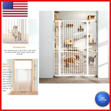 KAGNJIC 29.5" Extra Tall Pet Gate, 29.5"-40.6" Extra Wide Cat Gate white 
