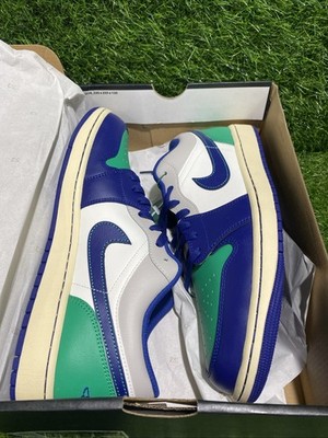 Nike Air Jordan 1 Low Shoes Sail Deep Royal Blue Green 553558-147 Mens Sizes 12