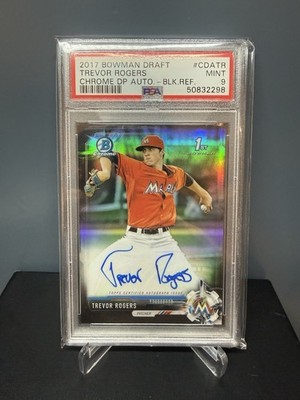 2017 Bowman Draft Black Refractor Trevor Rogers Autograph /75 PSA 9