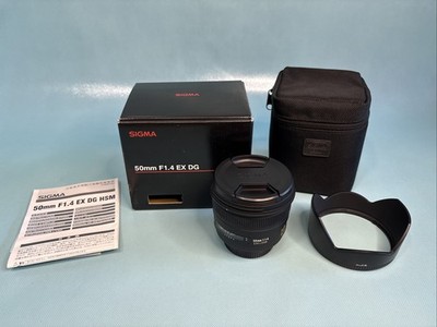 Sigma 50mm F/1.4 EX DG HSM Autofocus Lens For Nikon w/ caps + hood - EXCELLENT