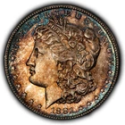 1881-S $1 Morgan Silver Dollar - PQ Rainbow Toning - BU - SKU-D7439
