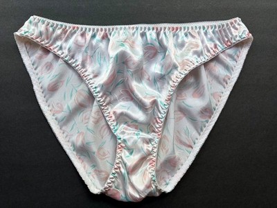 Vtg Intimates by Teri Satin Bikini Panties Second Skin Shiny Tulip Floral Sz 7