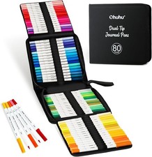 Ohuhu 80 Colours Markers Dual Tip Brush & Fineliner - Water-Based Markers