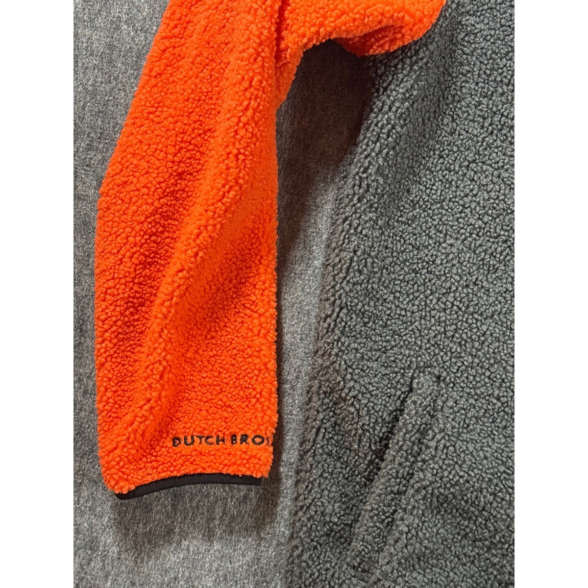 Dutch Bros Coffee Colorblock Sherpa Fleece Pullover Grey Orange Teal Medium View 4
