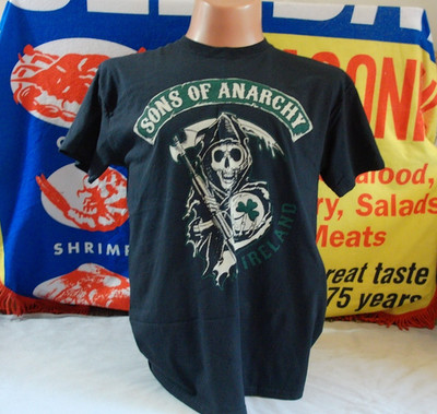 SONS of ANARCHY IRELAND Shirt Men's Large Reaper TV Crime Motorcycle SOA SAMCRO
