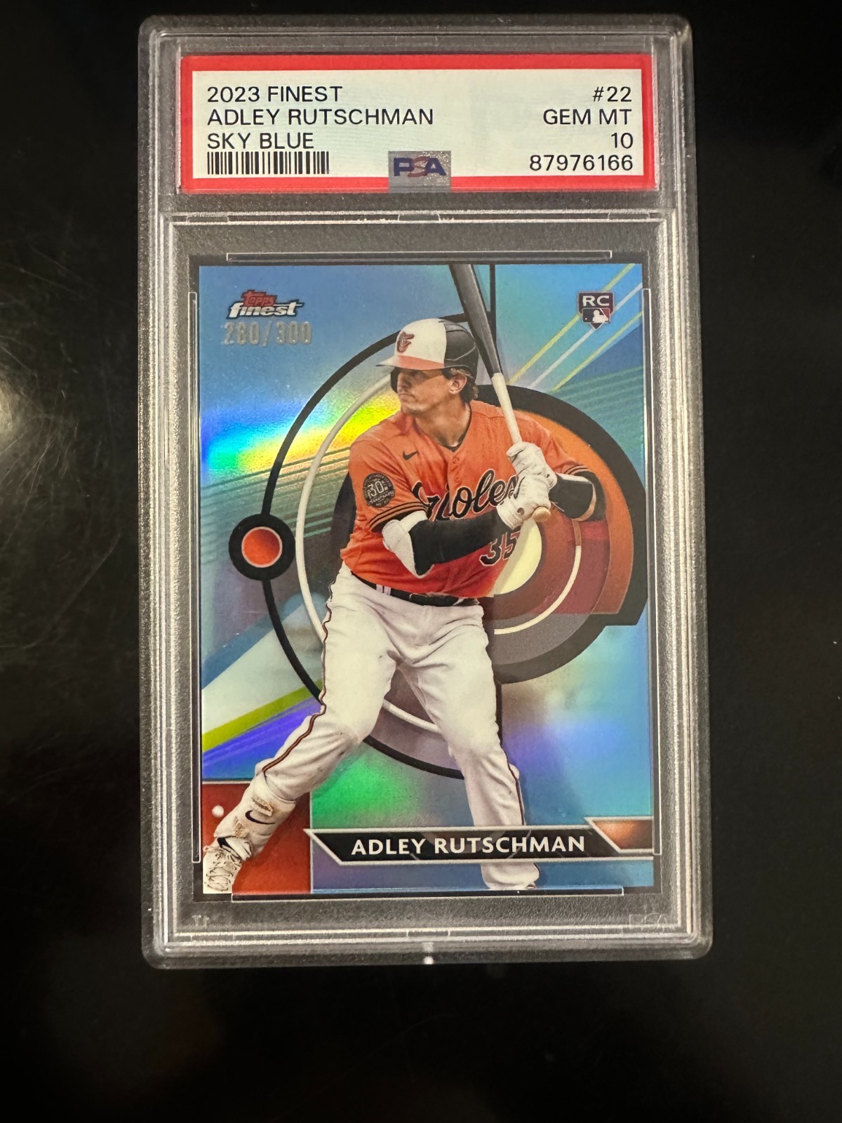 2023 Topps Finest Adley Rutschman RC Sky Blue Refractor /300 PSA 10 #22