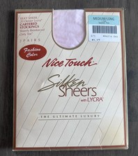 VTG Silken Sheers Thigh High Garter Stockings Seashell Pink 2 pair Medium Long