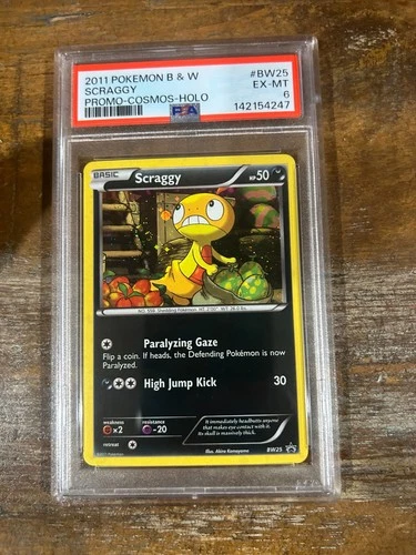 POKEMON 2011 B & W Promo Cosmos Holo SCRAGGY #BW25 PSA 6 RARE