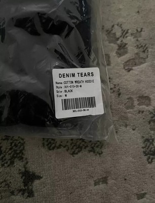 DENIM TEARS Black Cotton Wreath Graphic Hoodie Men's Medium Pullover Hooded