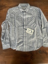 Panhandle Slim Men's Blue Modern Vintage Jacquard Long Sleeve Snap Front Shirt