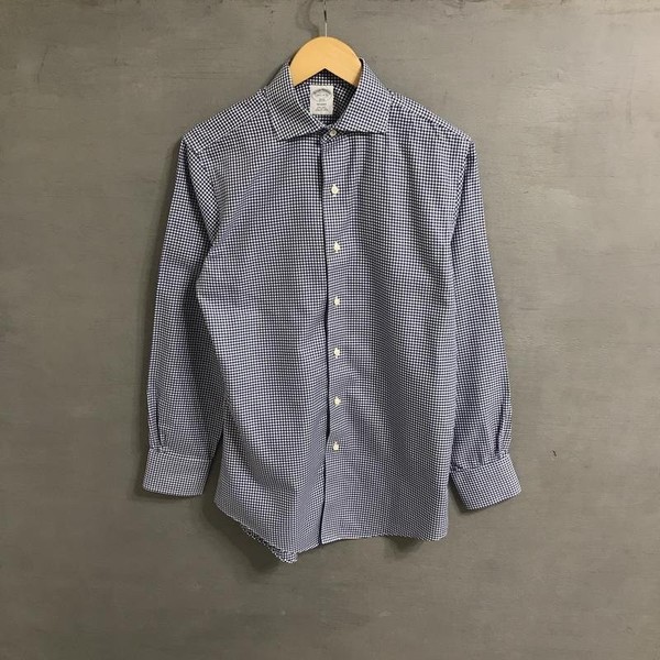 Men Brooks Brothers Shirt Navy Cotton 38 / M / 46 #1VJ2