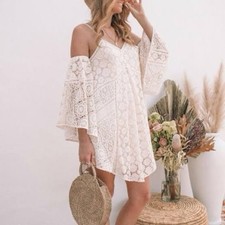 Spell and the Gypsy Mini Dress Size S Off White Imperial Lace Boho Bridal Hens