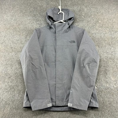 North Face Jacket Mens Small Grey Rain Coat Full Zip Hooded Nylon Taped Seams