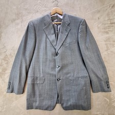Hickey Freeman Suit Jacket Mens 44 Gray Wool Herringbone Loro Piana Italy