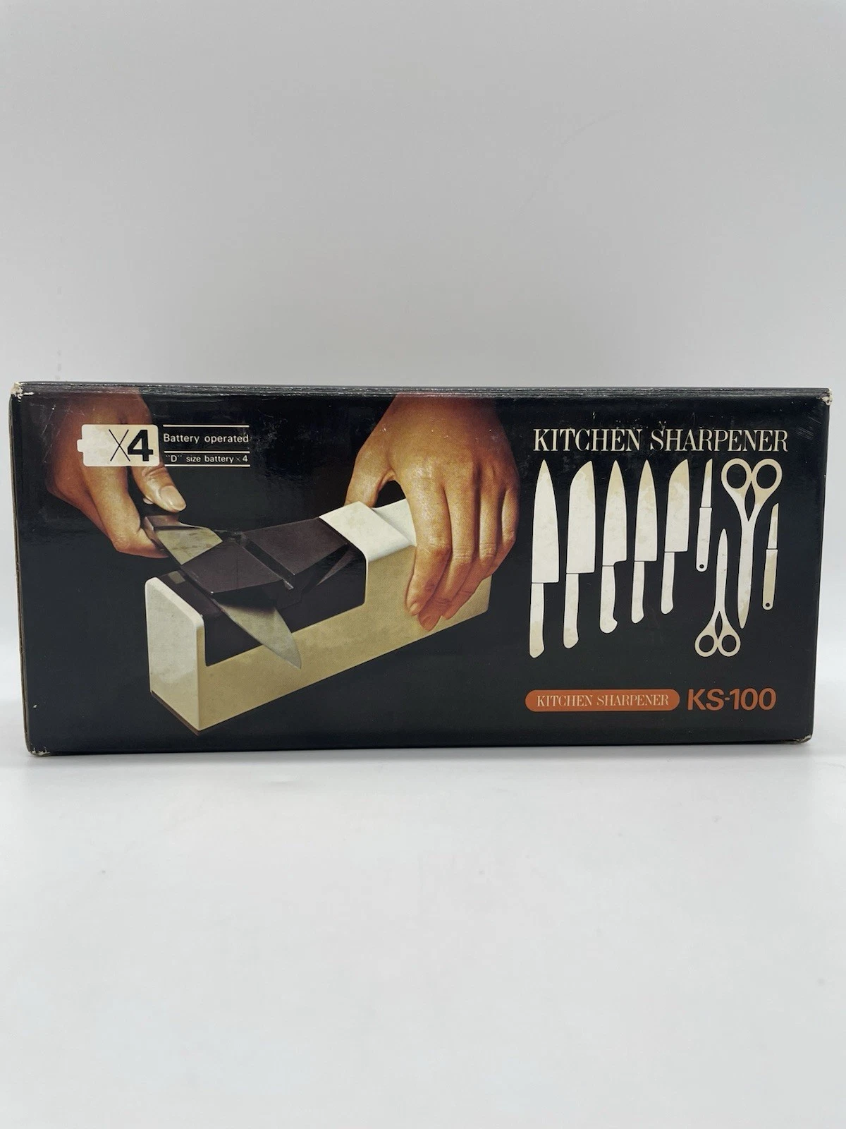 VTG Hitachi KS-100 Cordless Knife Sharpener White Battery Operated Japan Tested