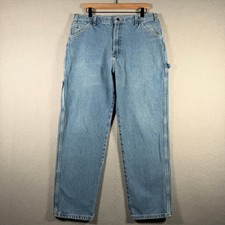 Dickies Mens Carpenter Jeans Light Wash Denim Straight Leg 1993SNB 36x30