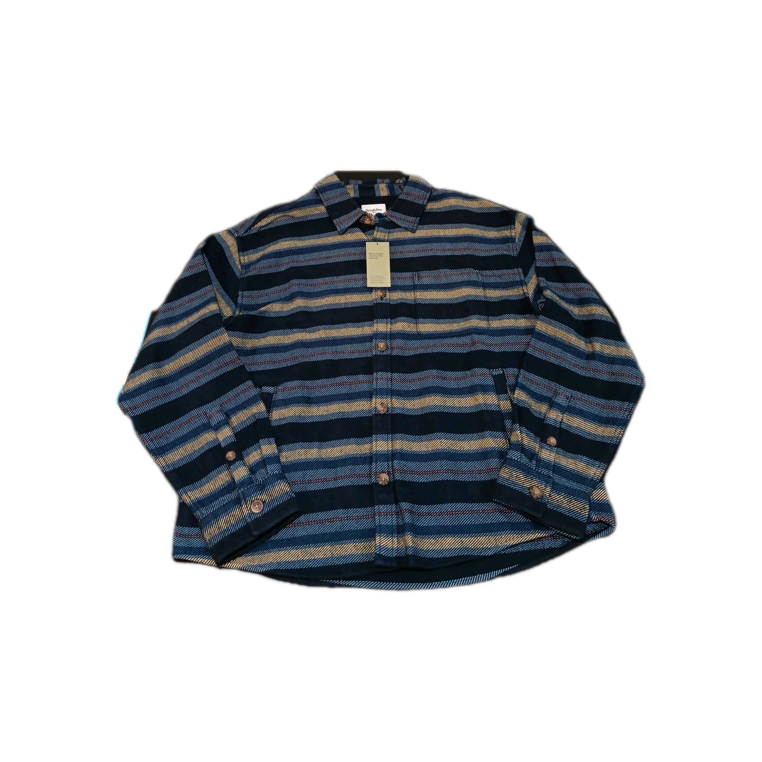 Goodfellow & Co Men's Heavyweight Flannel L Shacket in Multicolor Button-Up Style