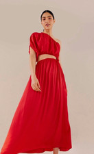 FARM Rio Red One-Shoulder Cutout Maxi Dress M