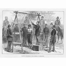 RUSSO-TURKISH WAR Hanging Bulgarians in Adrianople - Antique Print 1877