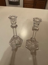 Pair Galway Irish Glass Crystal Candle Sticks Candle Holders