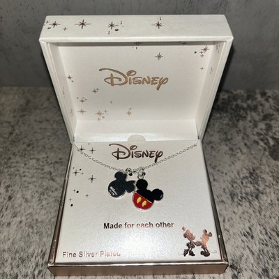 Disney Jacmel Necklace Mickey & Minnie Silverplated Made For Each Other Love NEW