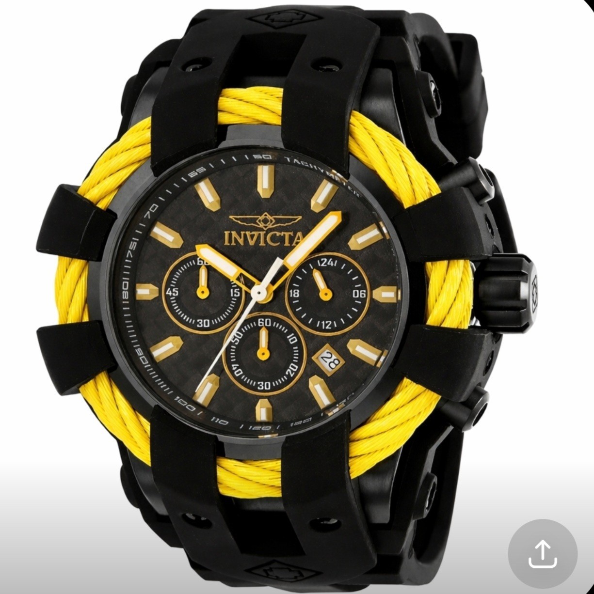 NEW Invicta Bolt Shock Men's Watch 48mm Black Silicone Band 
