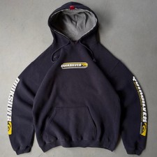 Sudadera con Capucha Quiksilver De Colección Hombres Grande Azul Marino Skate Surf Skateboards Spellout Y2K Años 90
