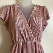 Baltic Born Athena Pleated Maxi Dress Short Sleeve Pink Blush Small