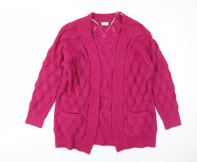 Vila Women's Pink Cardigan, S, Open-Knit, Casual UK